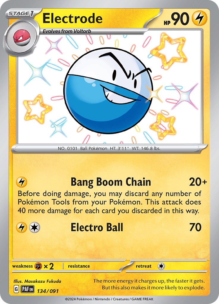 electrode pokemon cards (134/091) [Scarlet & Violet: Paldean Fates] – Brainwash Harry potter search your deck for Mega Latias ex - Color:Radiant Venom