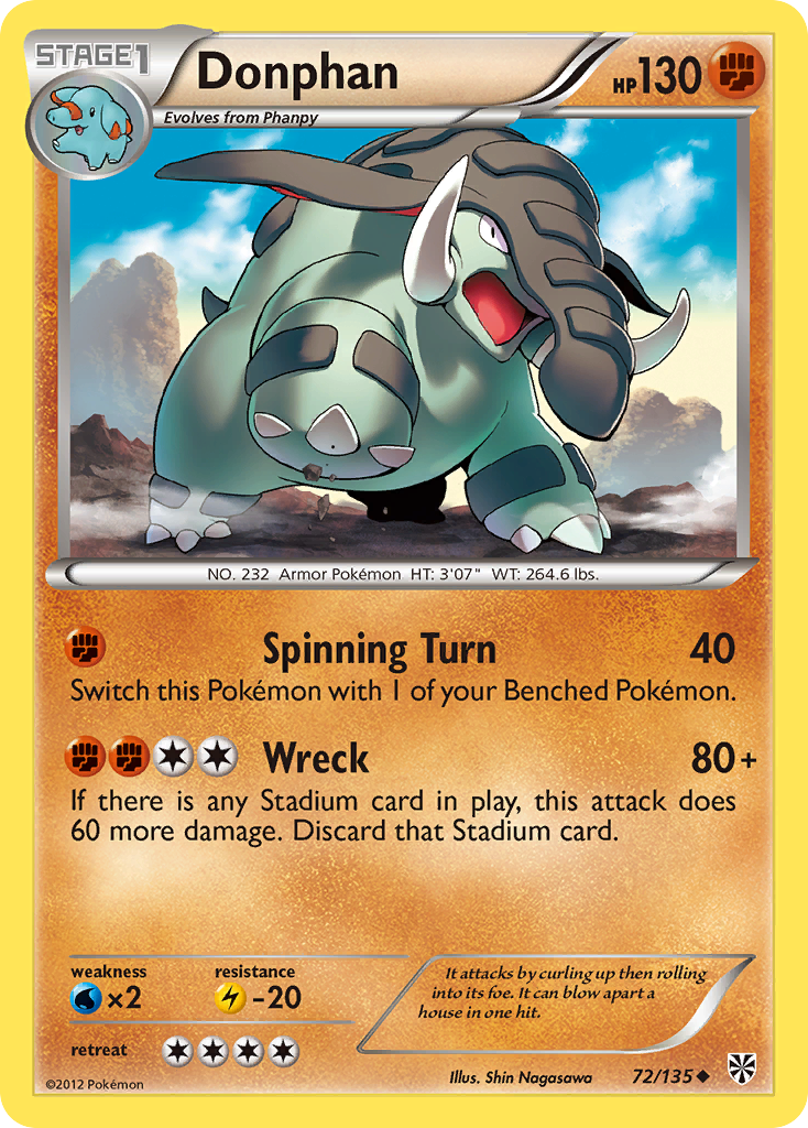 plasma storm pokemon cards Donphan (72/135) [Black & White: Plasma Storm] – Brainwash Cards